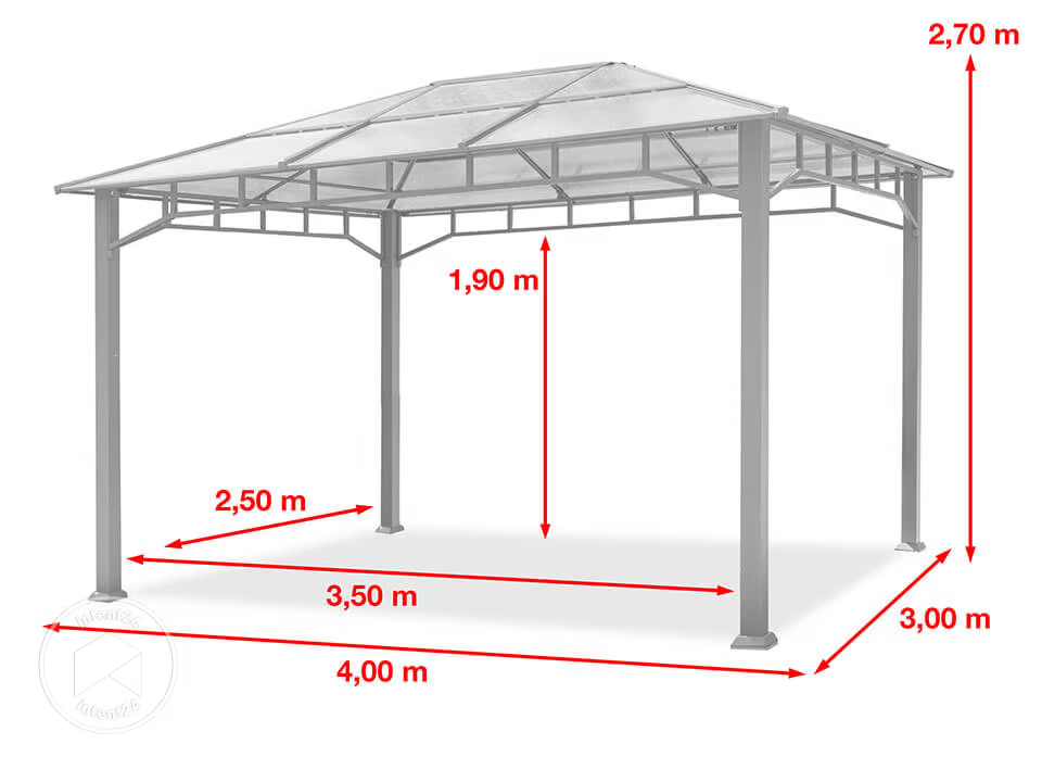 Tonnelle de jardin, Sunset Deluxe, toit rigide, 3×4 m