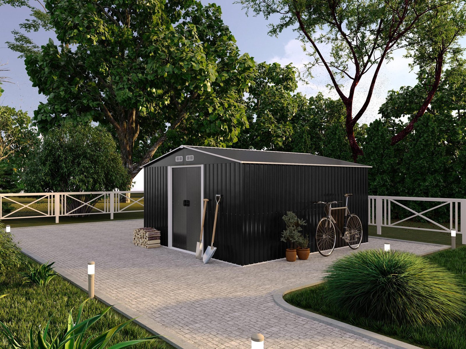 Abri de Jardin en Acier Galvanisé Gris 12,5 m²