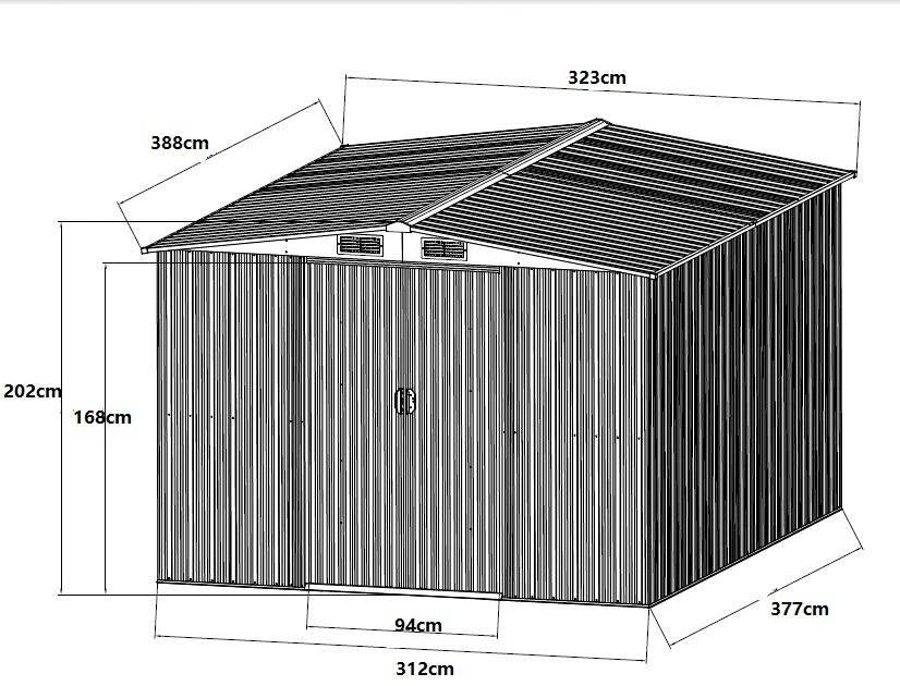Abri de Jardin en Acier Galvanisé Gris 12,5 m²