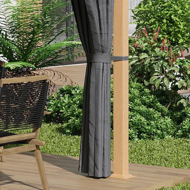 Tonnelle de jardin rectangulaire avec rideaux et toile de toit en polyester 4 x 3 m – Structure en aluminium