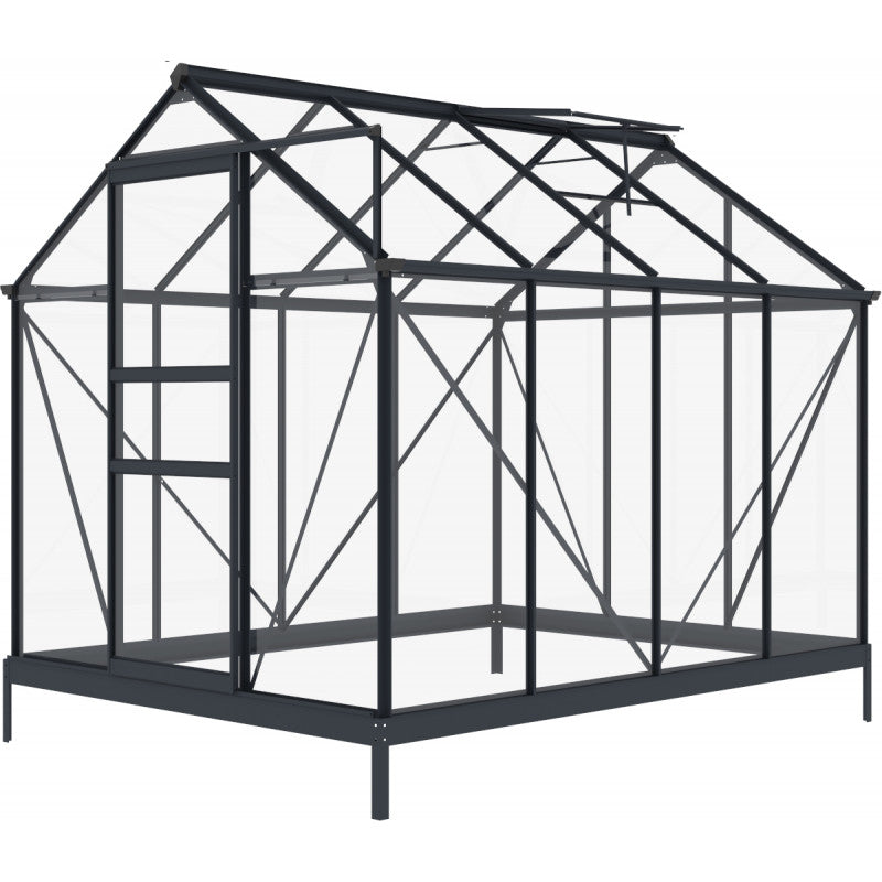 Serre de Jardin 4,57m² en Aluminium Anthracite et Verre Trempé 4mm - RINCA